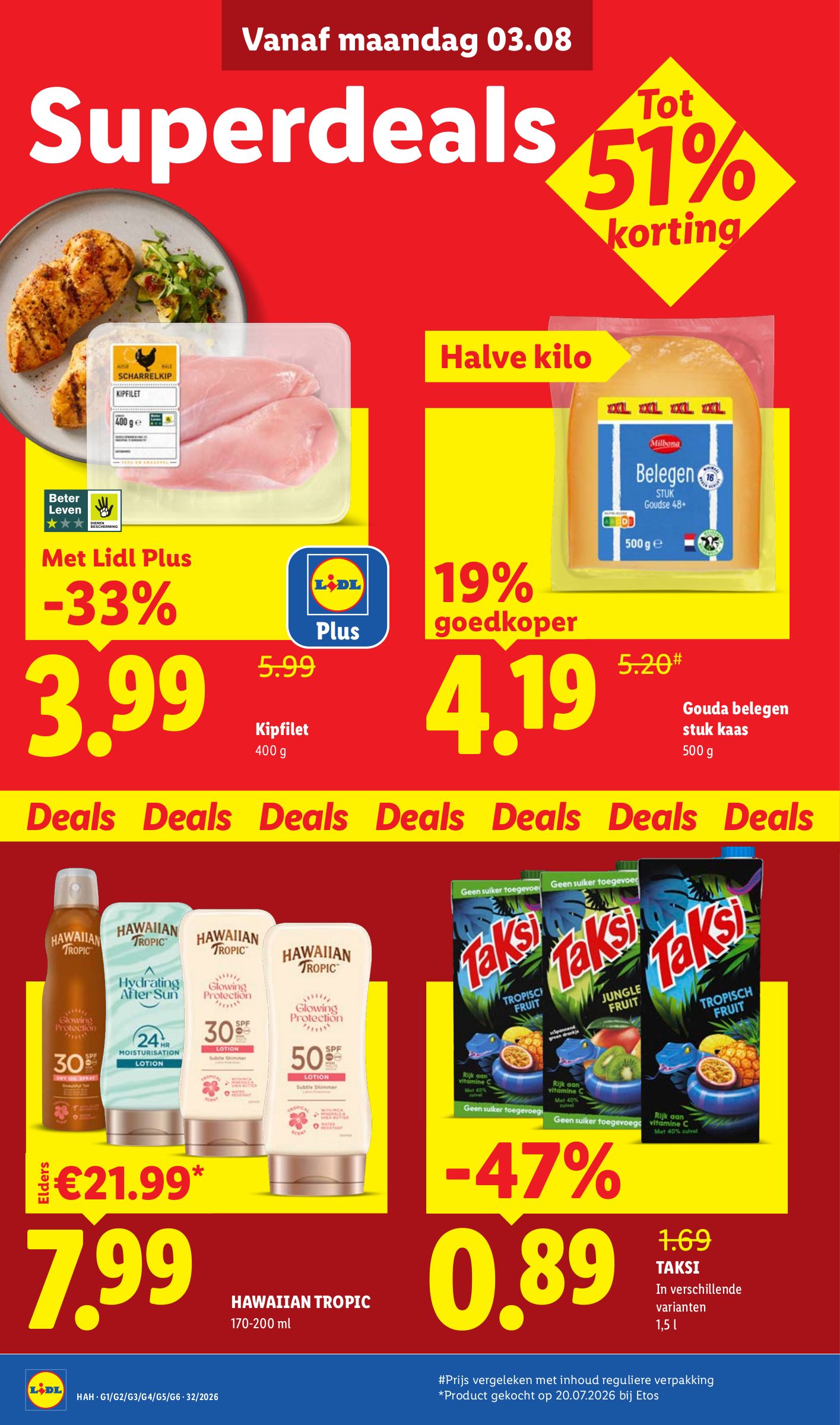 Vruchtendrank, gemarkeerd op pagina 2 van de Lidl folder