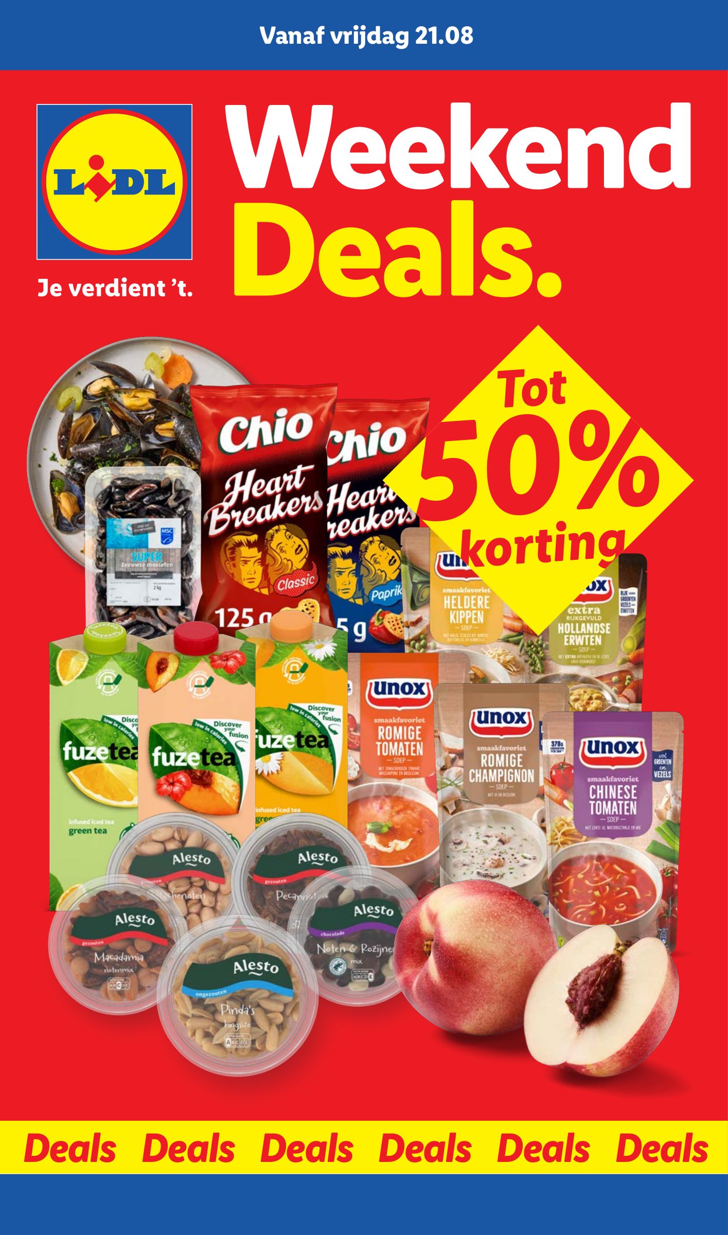 Alesto Noten & Rozijnen, gemarkeerd op pagina 1 van de Lidl folder