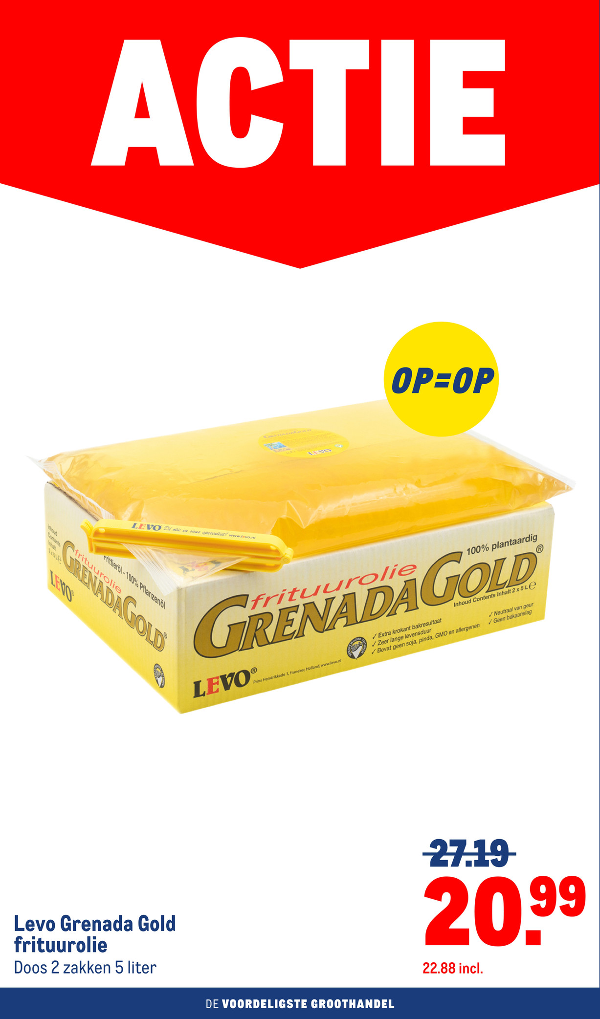 Levo Grenada Gold frituurolie, gemarkeerd op pagina 4 van de Makro folder