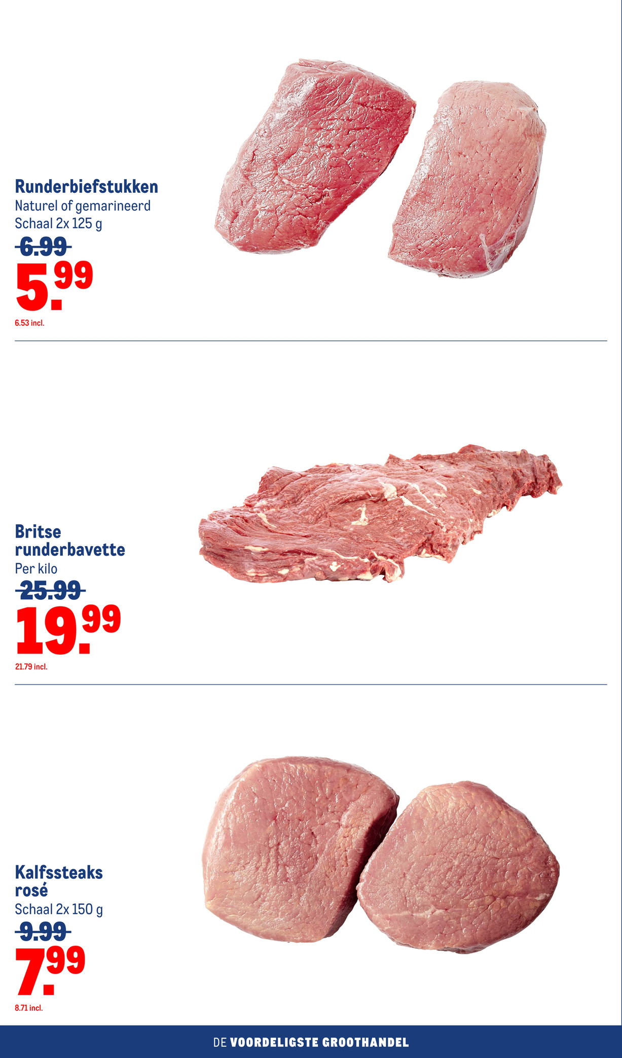 Runderbiefstukken, gemarkeerd op pagina 6 van de Makro folder