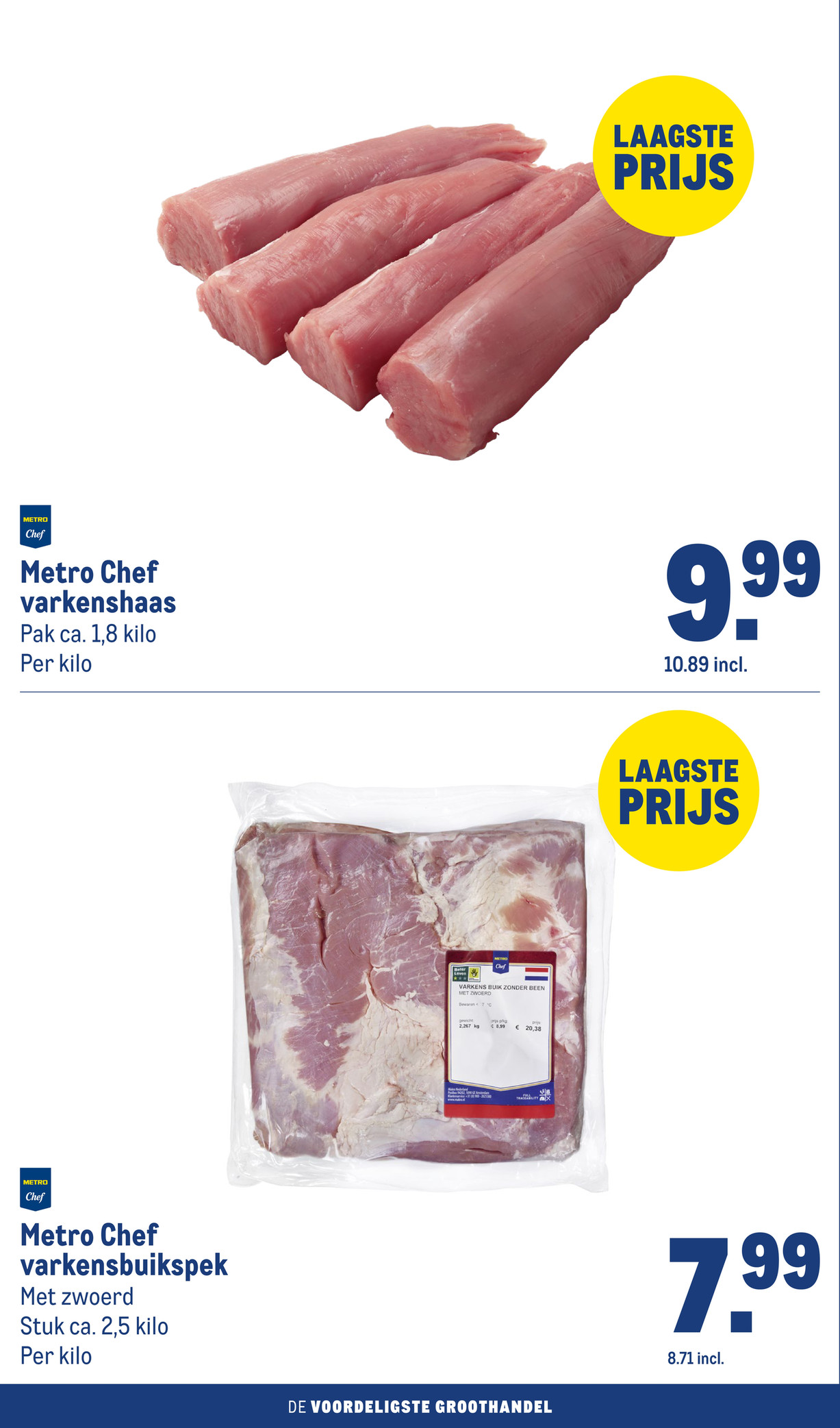 Metro Chef varkensbuikspek, gemarkeerd op pagina 12 van de Makro folder