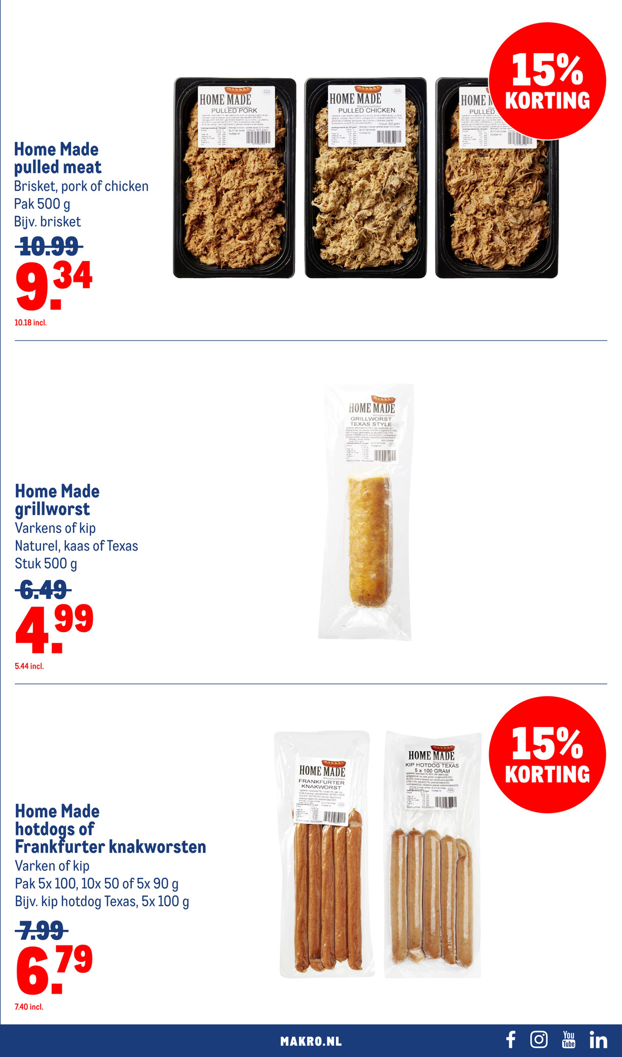 Hotdogs of Frankfurter knakworsten, uit de Makro folder, pagina 15