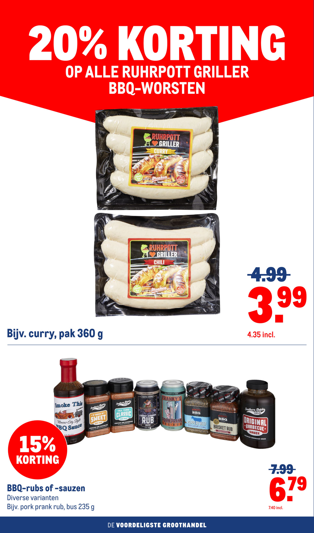 Ruhrpott Griller BBQ-worsten, gemarkeerd op pagina 16 van de Makro folder