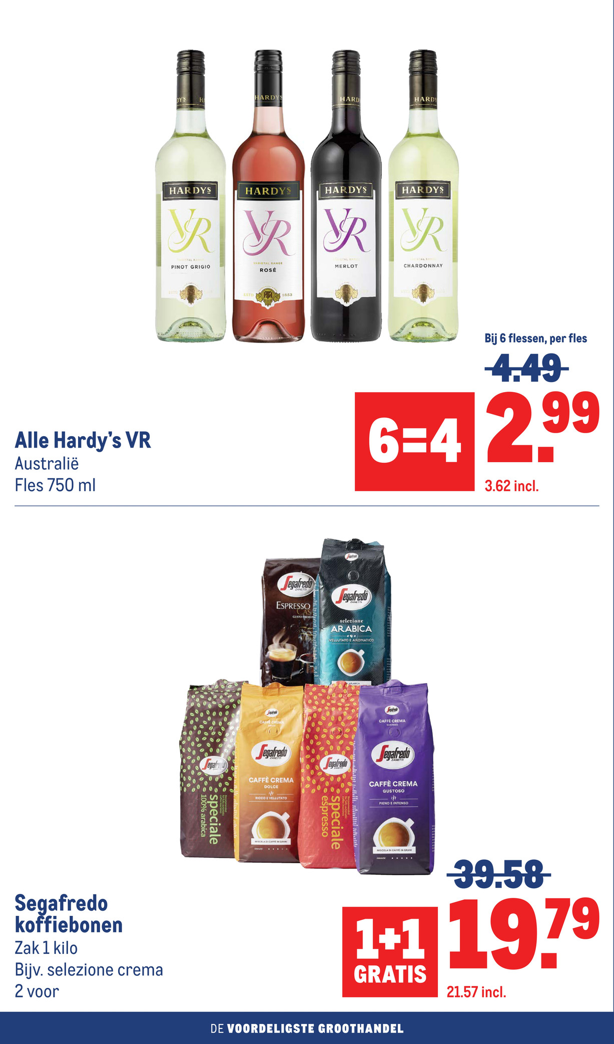 Hardy's VR wijn, gemarkeerd op pagina 2 van de Makro folder