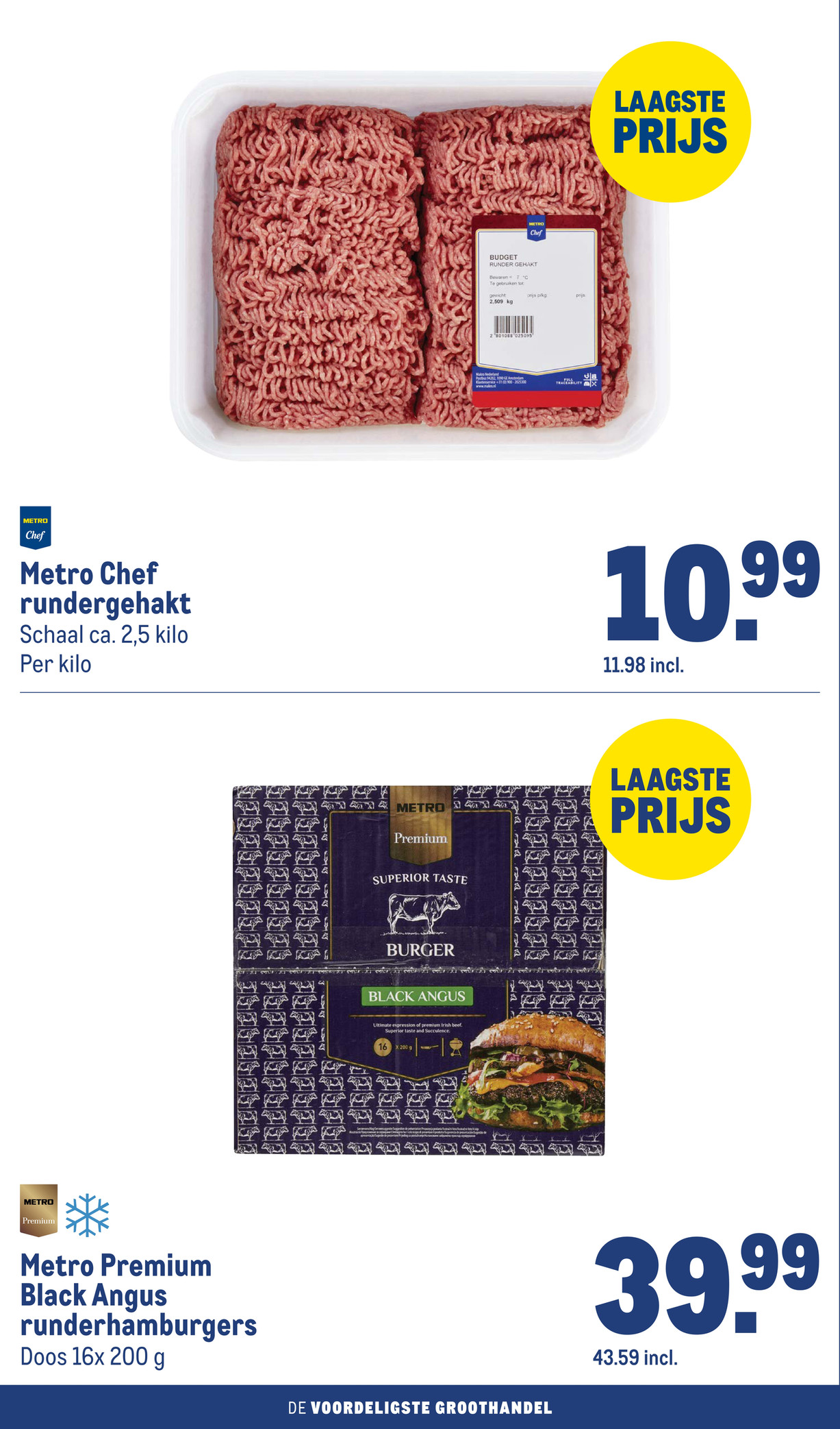 Metro Chef rundergehakt, gemarkeerd op pagina 10 van de Makro folder