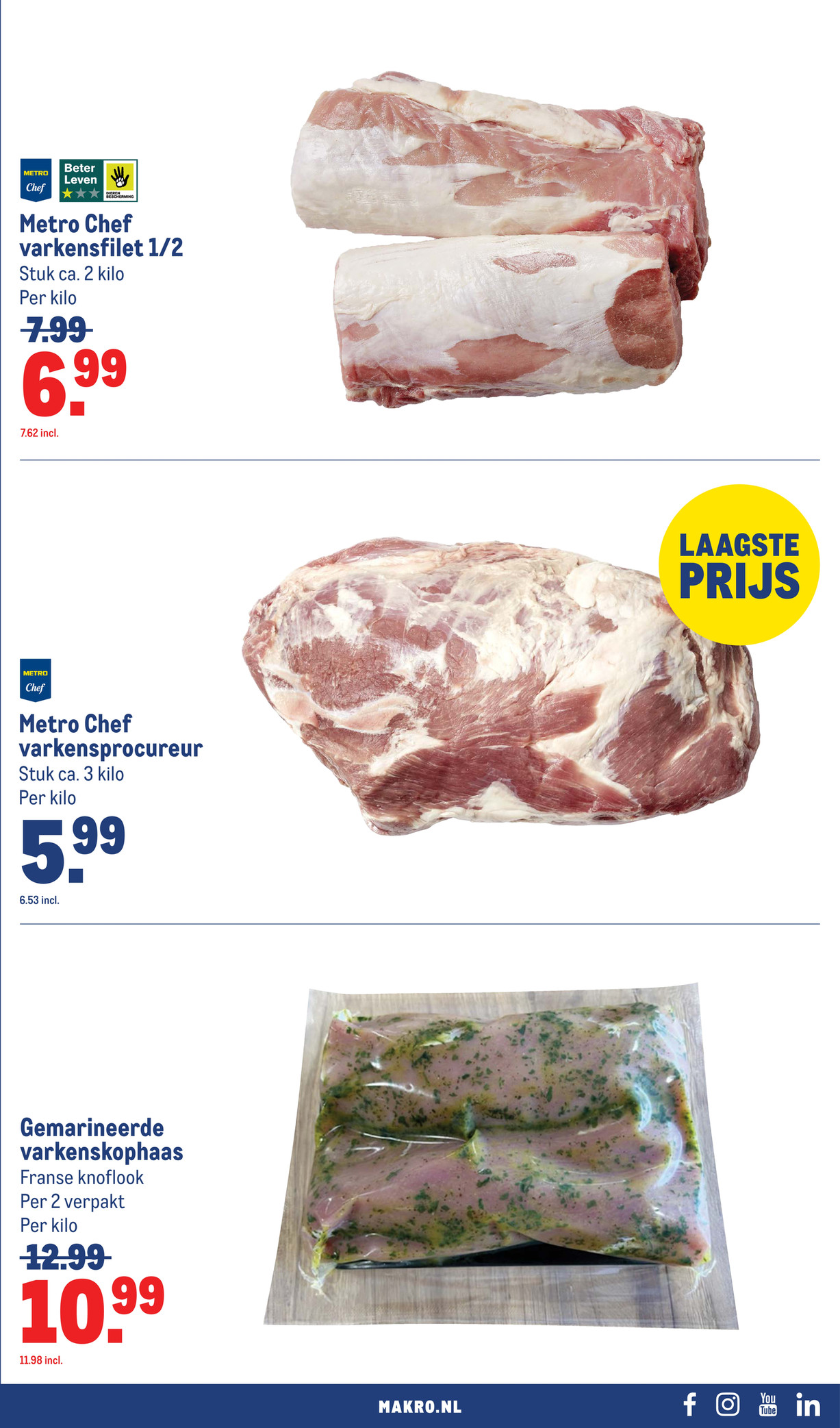Metro Chef varkensprocureur, gemarkeerd op pagina 13 van de Makro folder
