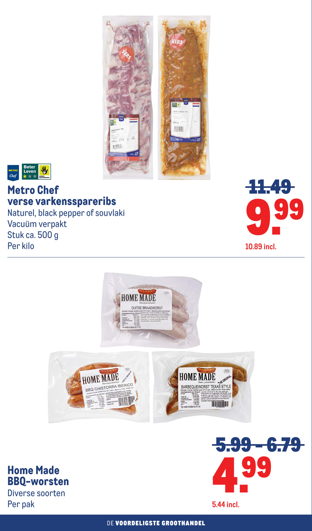 Metro Chef verse varkensspareribs, gemarkeerd op pagina 14 van de Makro folder