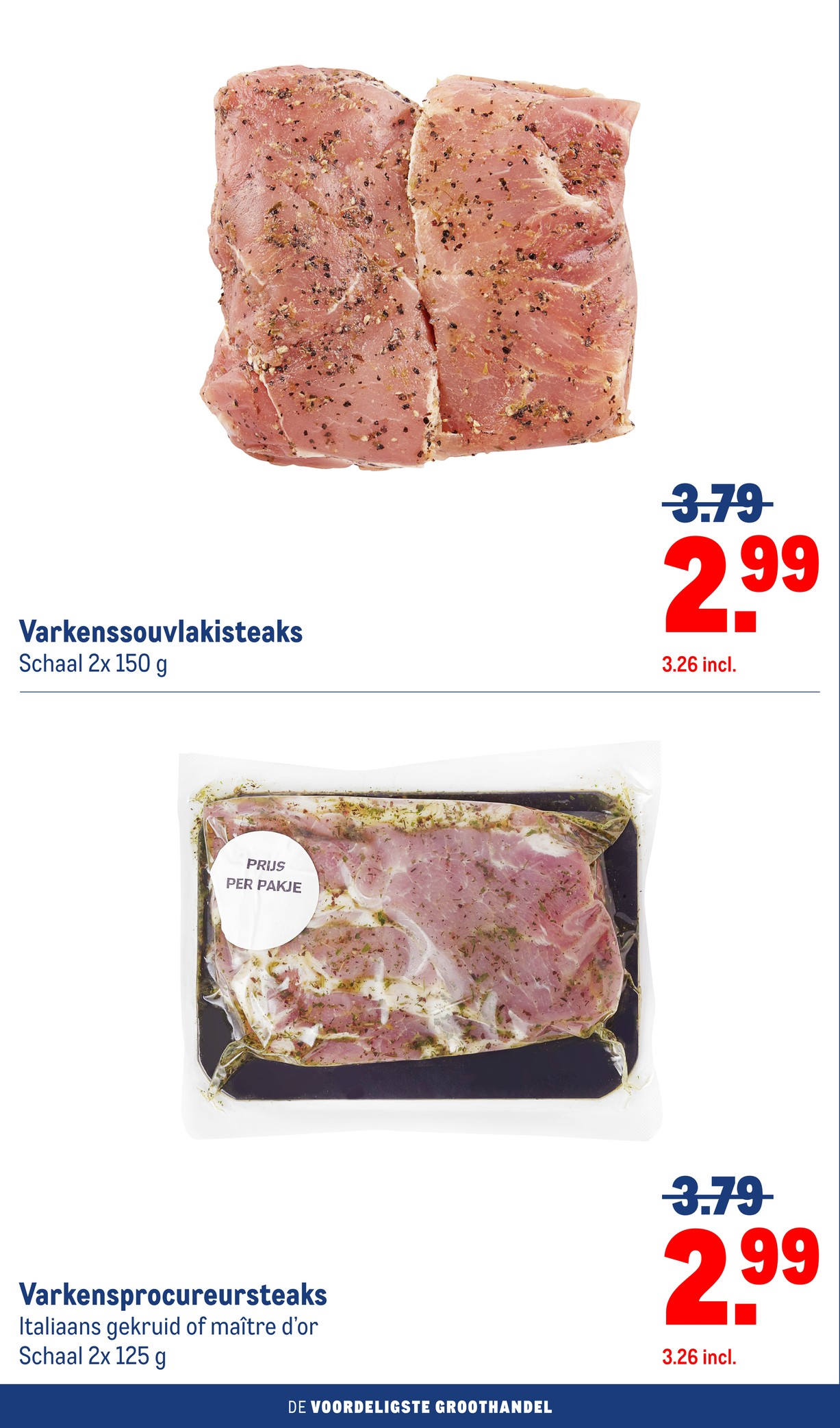 Varkensprocureursteaks, gemarkeerd op pagina 12 van de Makro folder