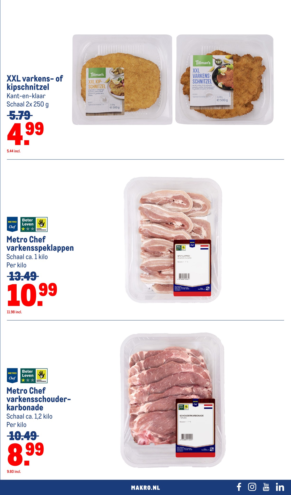 XXL varkens- of kipschnitzel, gemarkeerd op pagina 13 van de Makro folder