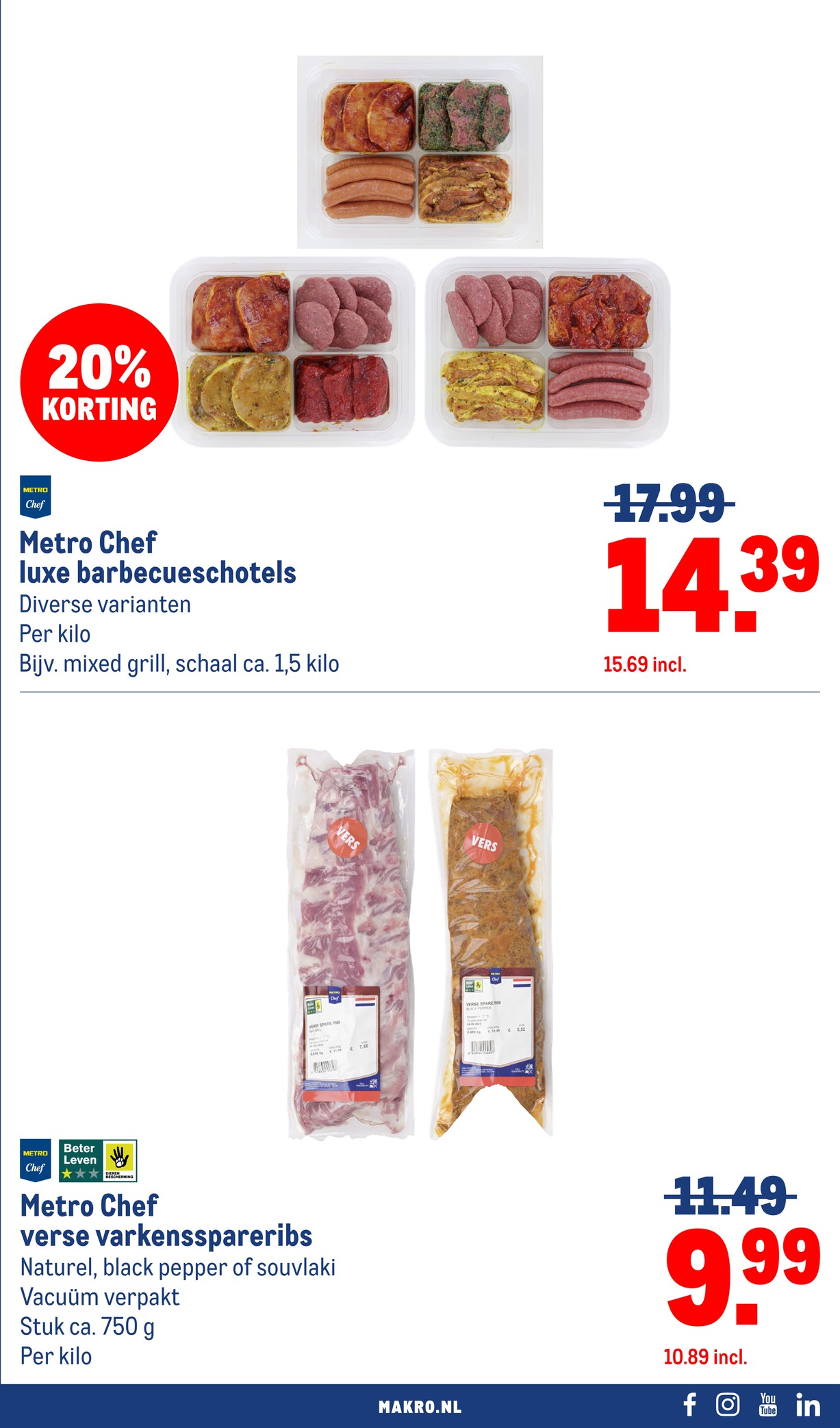 Metro Chef luxe barbecueschotels, gemarkeerd op pagina 15 van de Makro folder