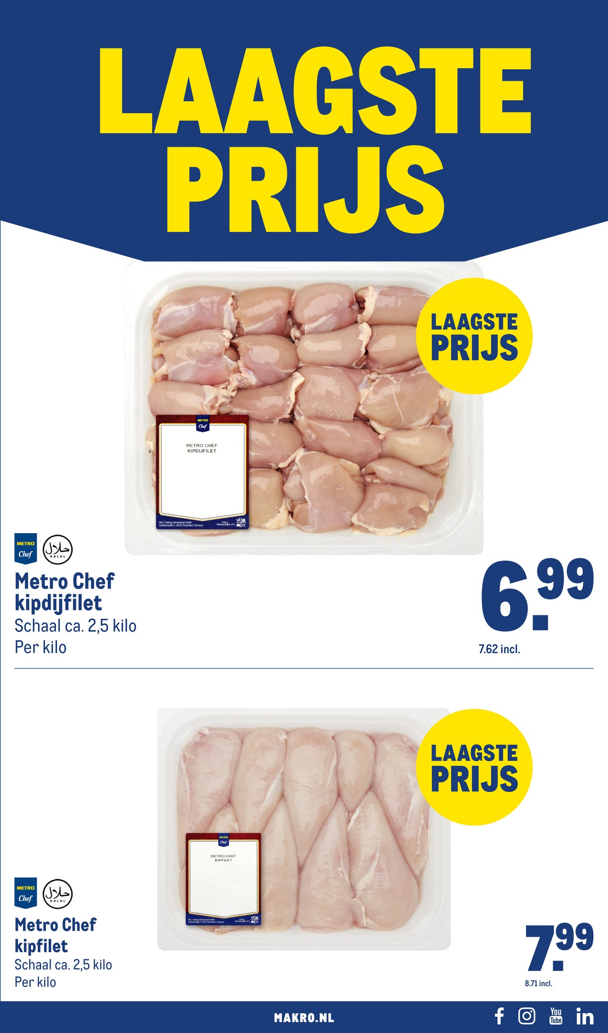 Metro Chef kipdijfilet, gemarkeerd op pagina 17 van de Makro folder