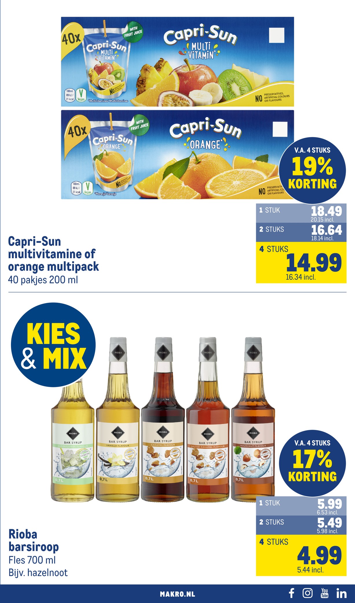 Rioba barsiroop, gemarkeerd op pagina 9 van de Makro folder