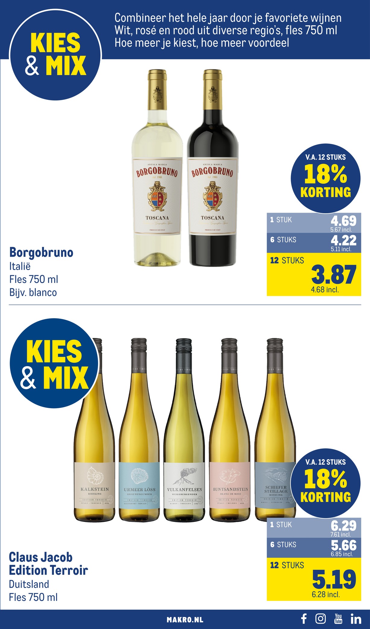 Claus Jacob Edition Terroir wijn, gemarkeerd op pagina 15 van de Makro folder