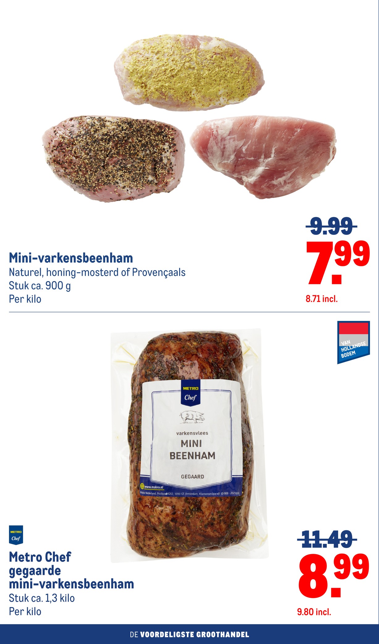 Mini-varkensbeenham, gemarkeerd op pagina 20 van de Makro folder