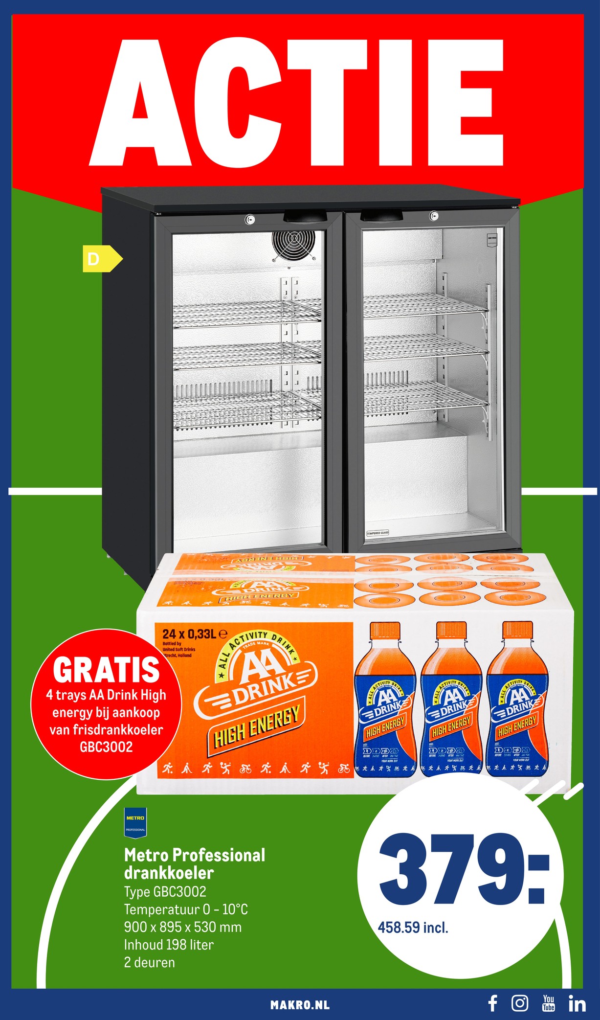 Metro Professional drankkoeler Type GBC3002, gemarkeerd op pagina 3 van de Makro folder