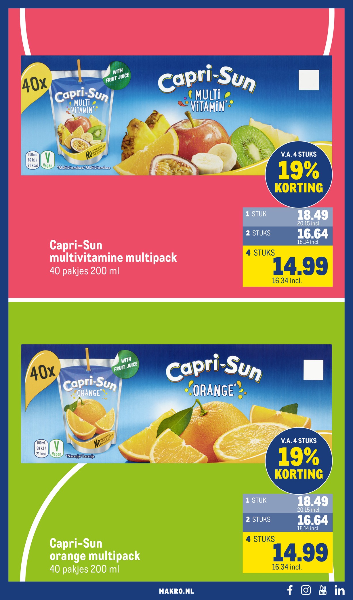 Capri-Sun orange multipack, gemarkeerd op pagina 5 van de Makro folder