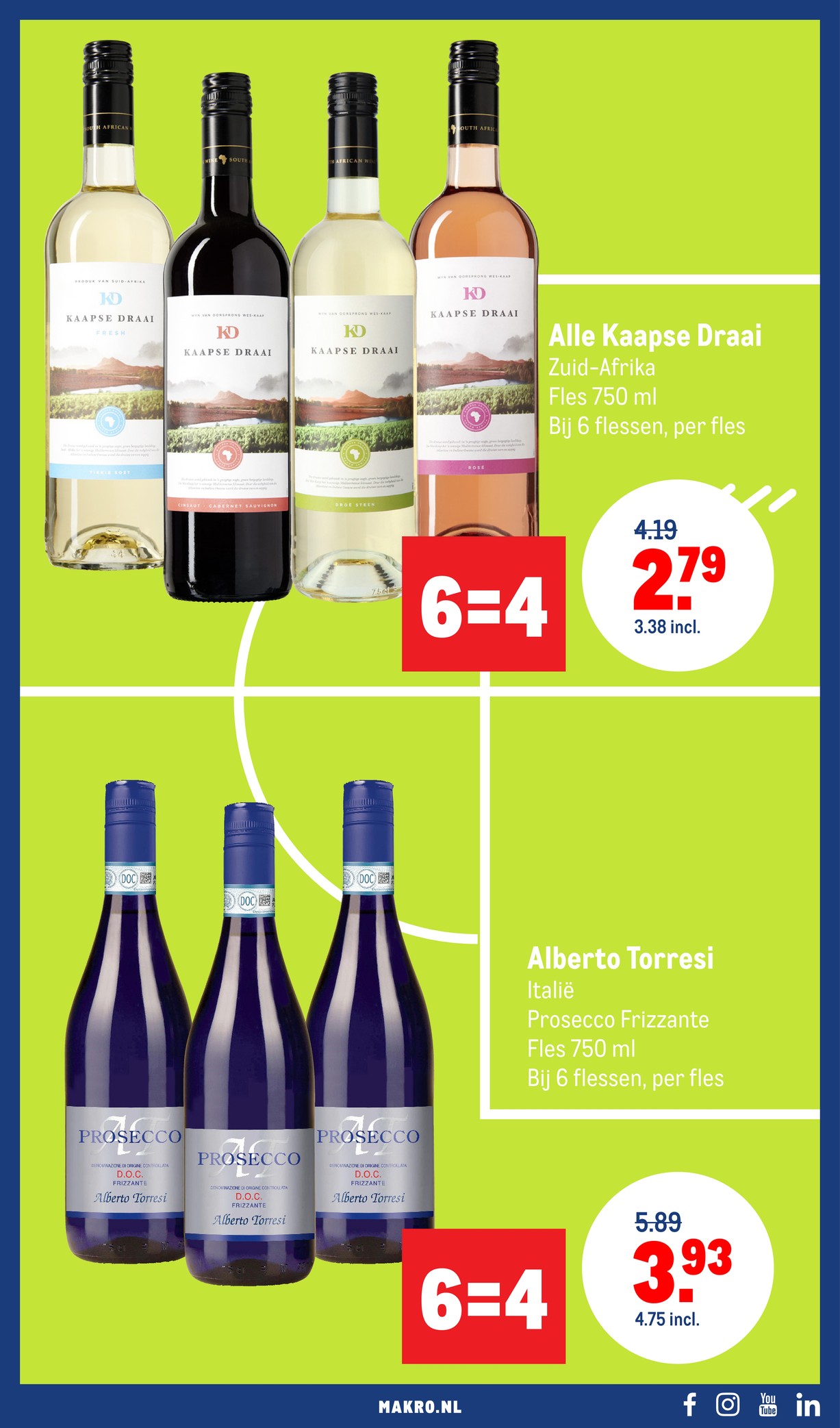 Alberto Torresi Prosecco Frizzante, gemarkeerd op pagina 11 van de Makro folder