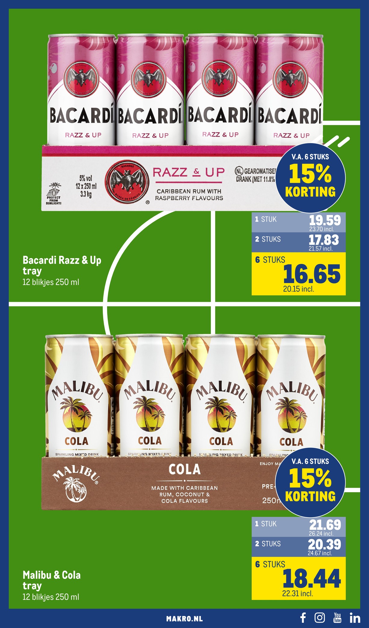 Bacardi Razz & Up tray, gemarkeerd op pagina 13 van de Makro folder