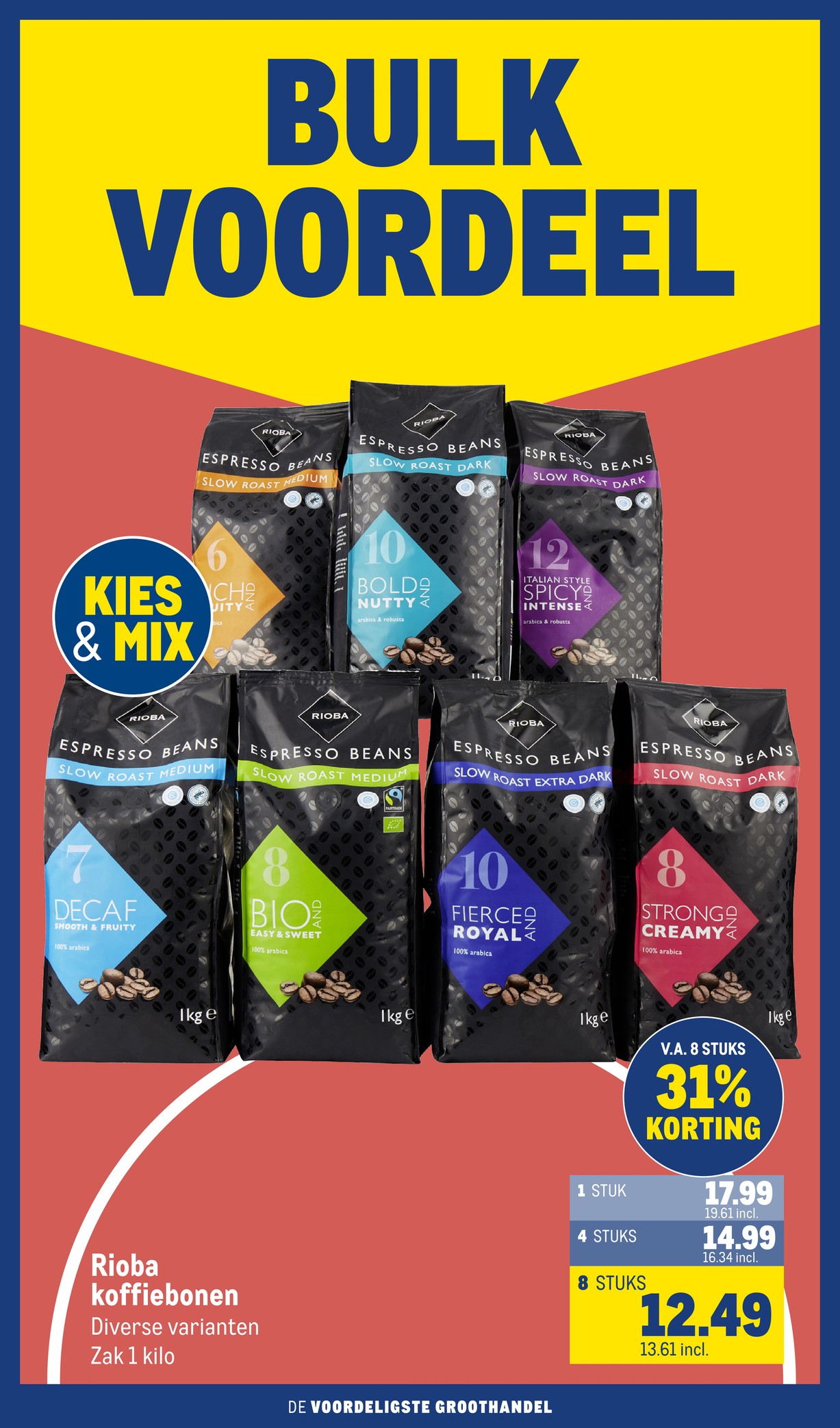 Rioba koffiebonen, gemarkeerd op pagina 16 van de Makro folder