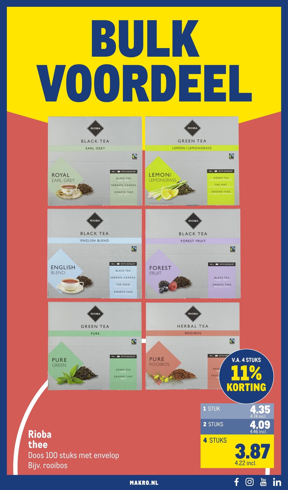 Rioba Green Tea Lemon & Lemongrass, gemarkeerd op pagina 17 van de Makro folder