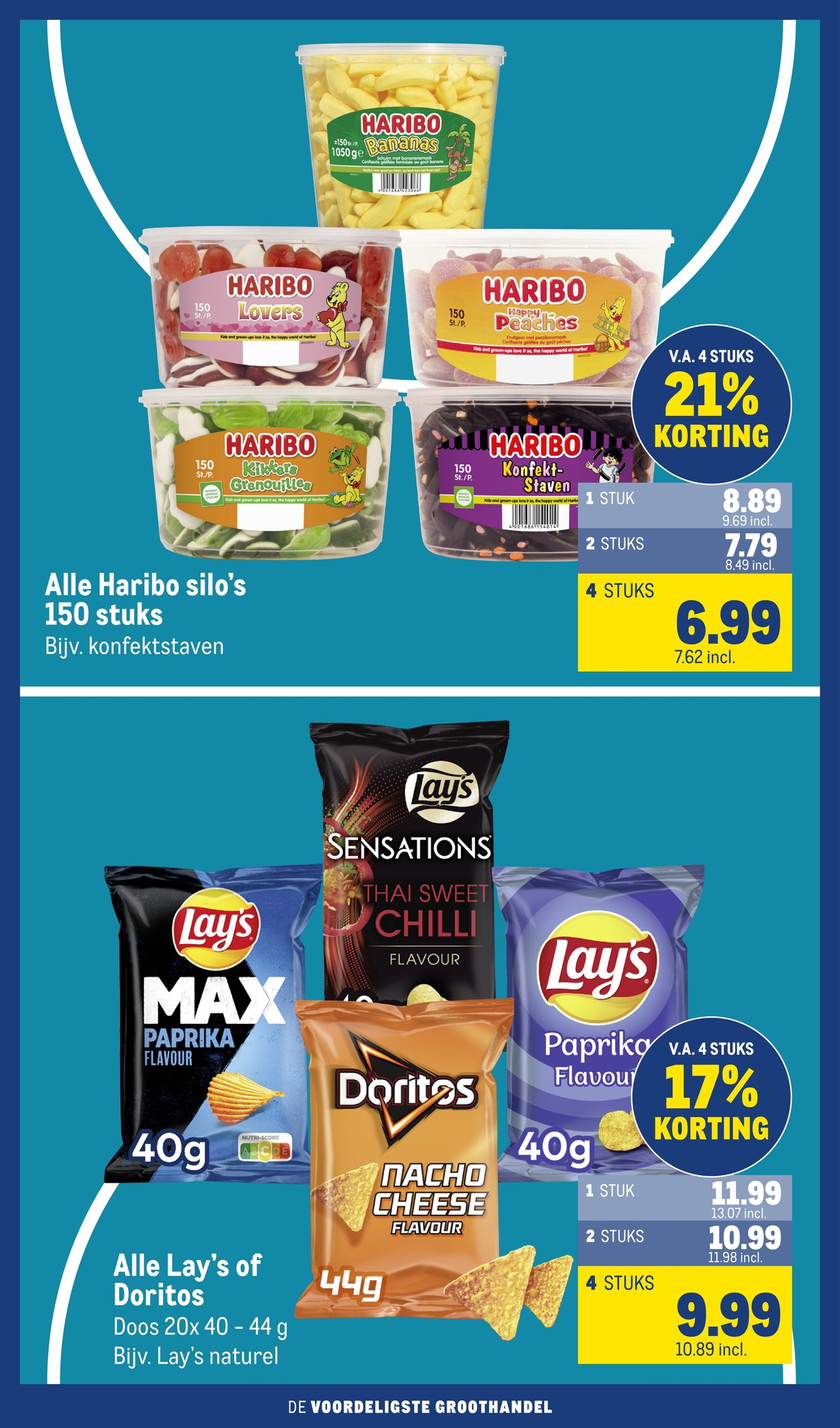 Alle Haribo silo's 150 stuks, gemarkeerd op pagina 18 van de Makro folder