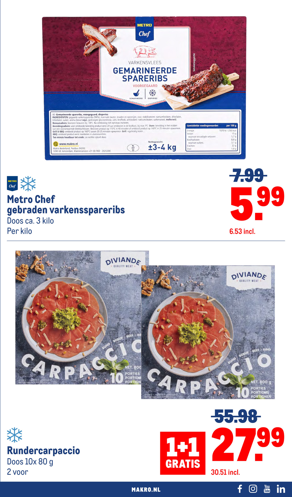 Rundercarpaccio, gemarkeerd op pagina 3 van de Makro folder