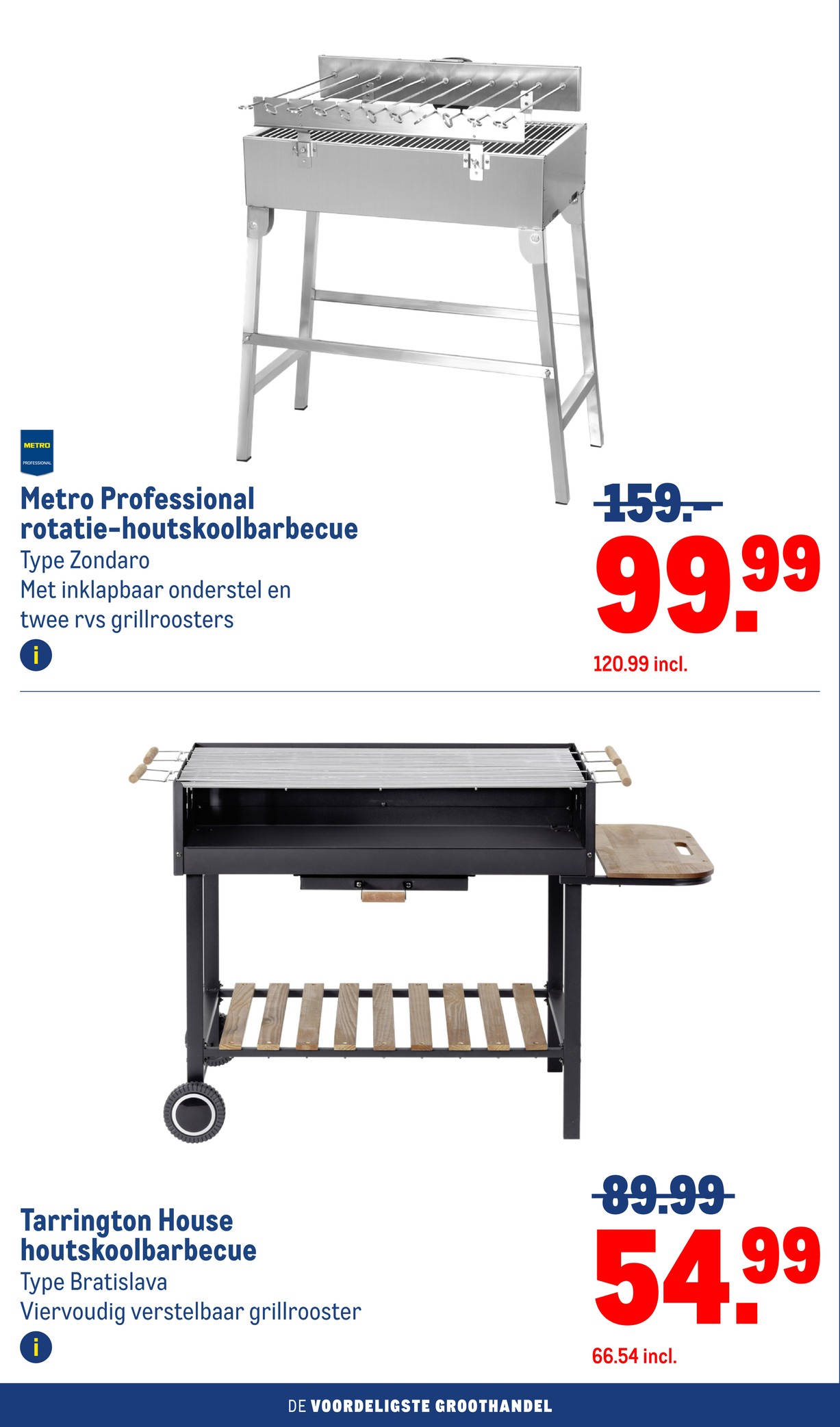 Metro Professional rotatie-houtskoolbarbecue, gemarkeerd op pagina 4 van de Makro folder