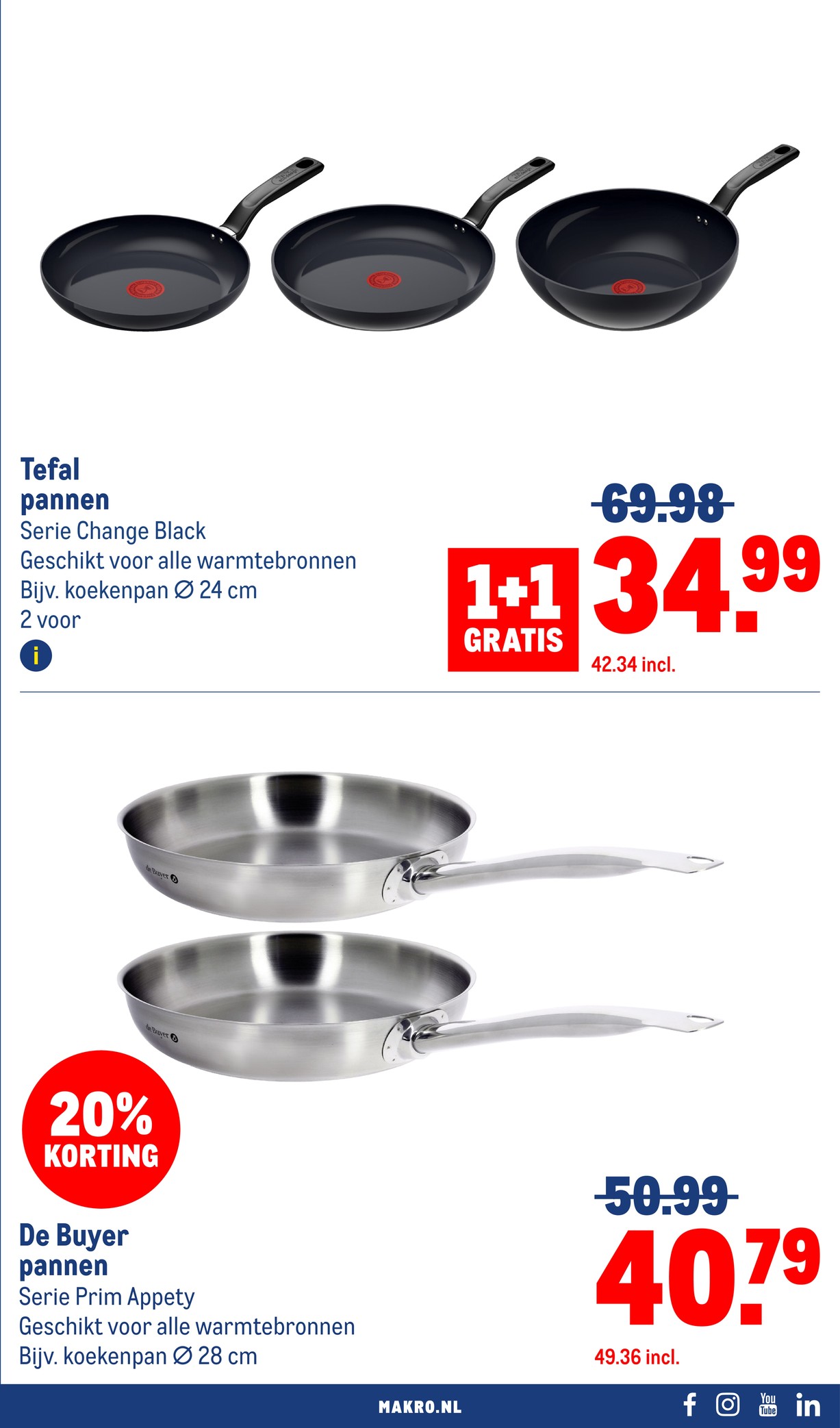 De Buyer pannen Serie Prim Appety, gemarkeerd op pagina 15 van de Makro folder