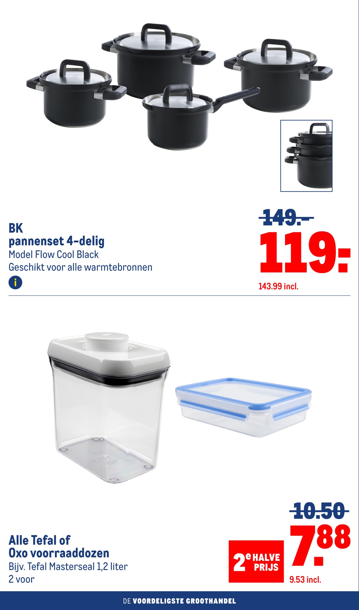 Tefal of Oxo voorraaddozen, gemarkeerd op pagina 16 van de Makro folder