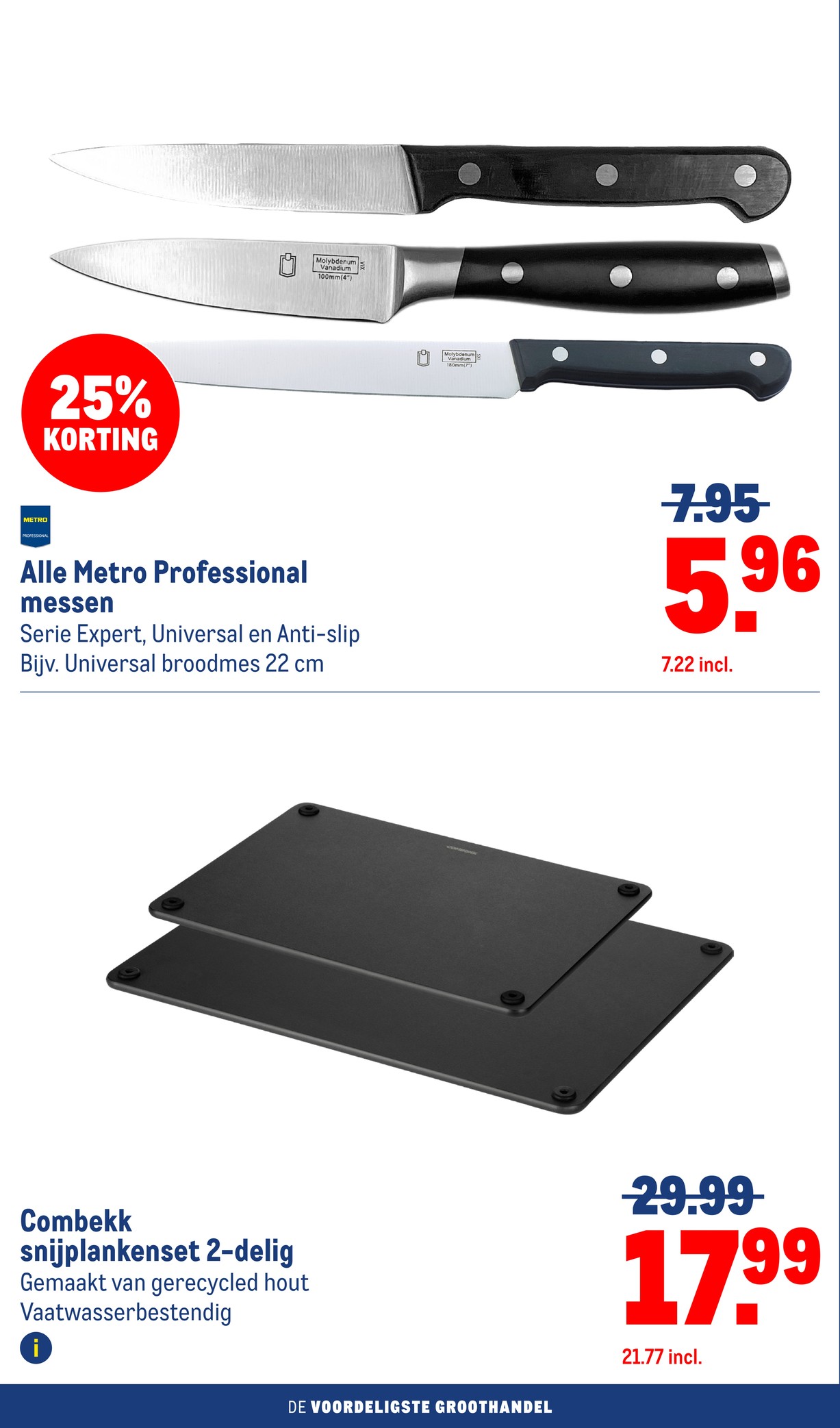 Metro Professional messen, gemarkeerd op pagina 18 van de Makro folder