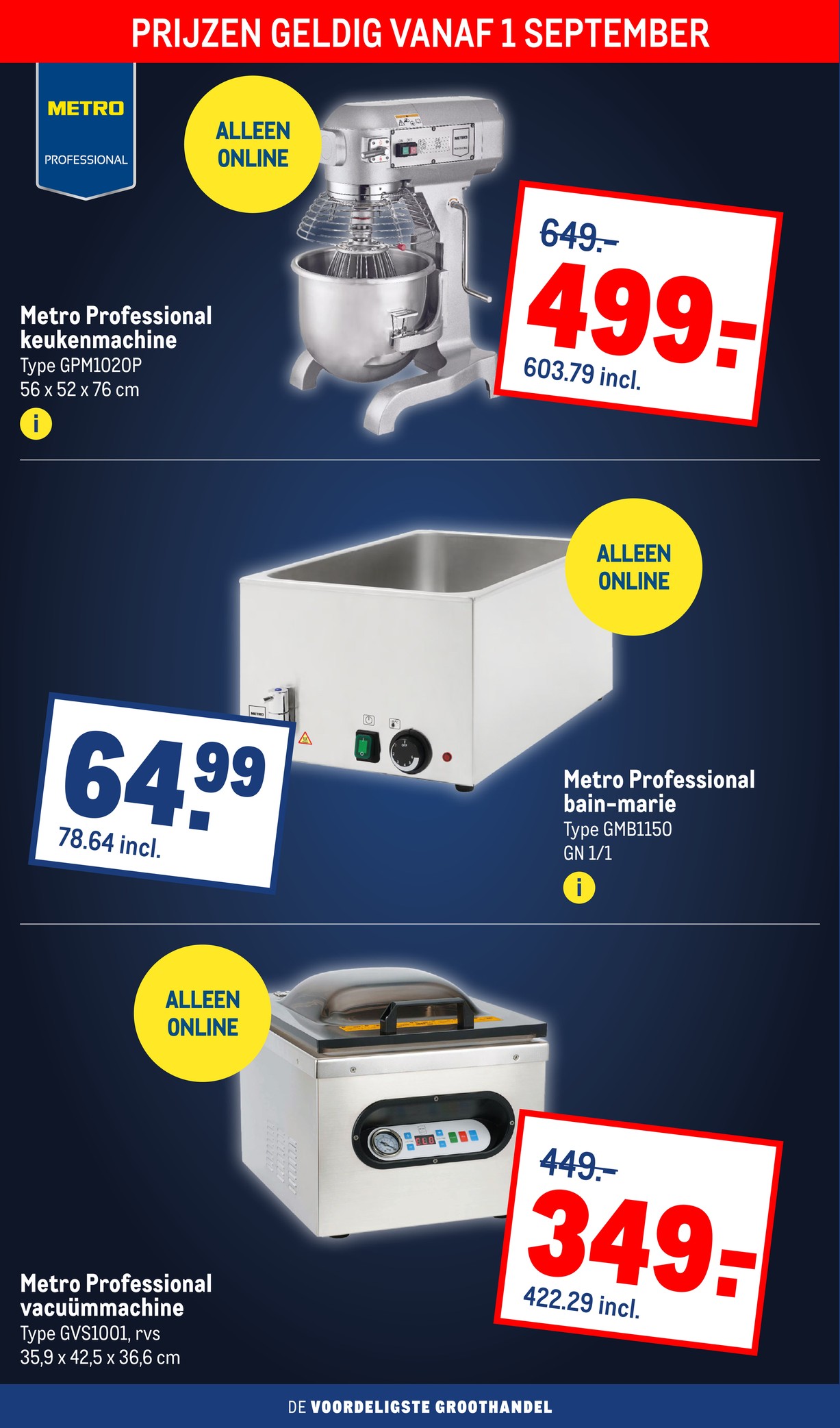 Metro Professional keukenmachine Type GPM1020P, gemarkeerd op pagina 4 van de Makro folder