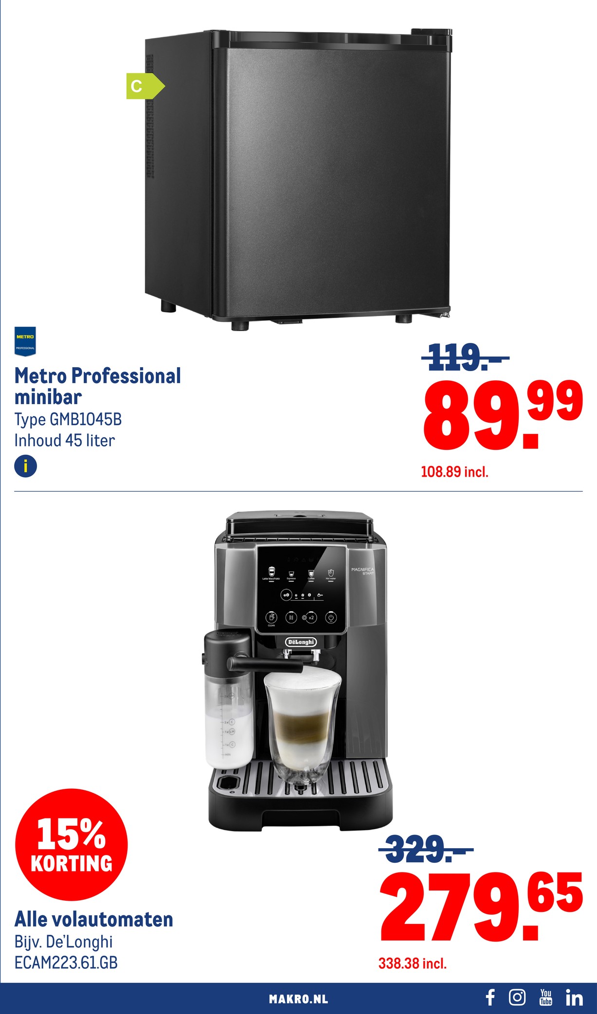 volautomaat koffiemachine, gemarkeerd op pagina 9 van de Makro folder