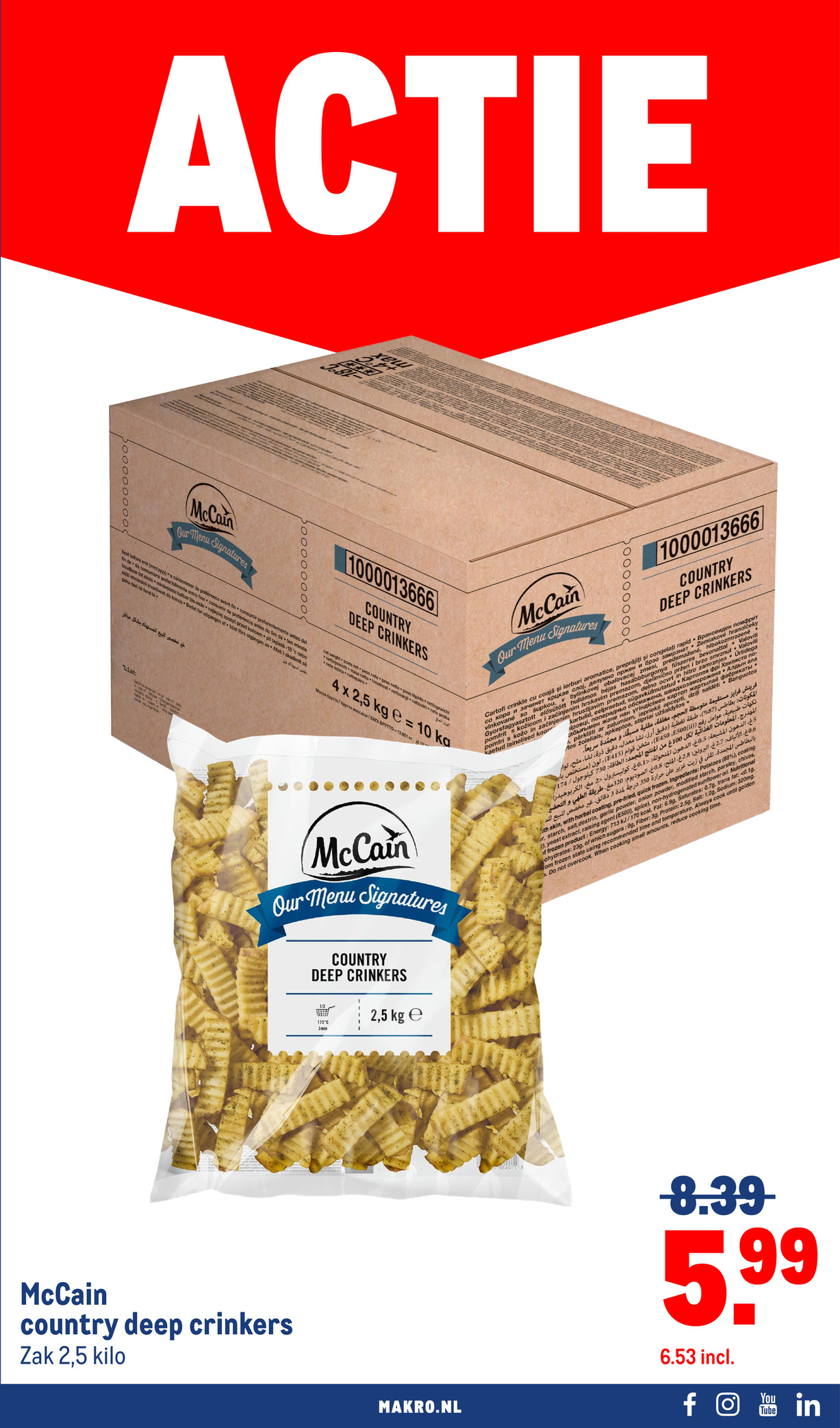 McCain country deep crinkers, gemarkeerd op pagina 3 van de Makro folder