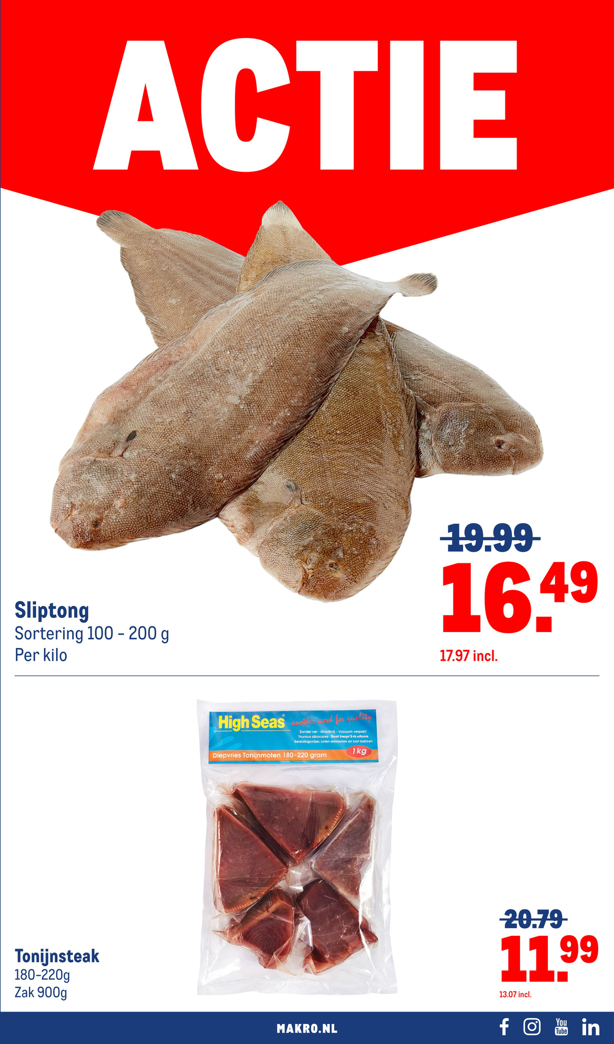 Tonijnsteak, gemarkeerd op pagina 5 van de Makro folder