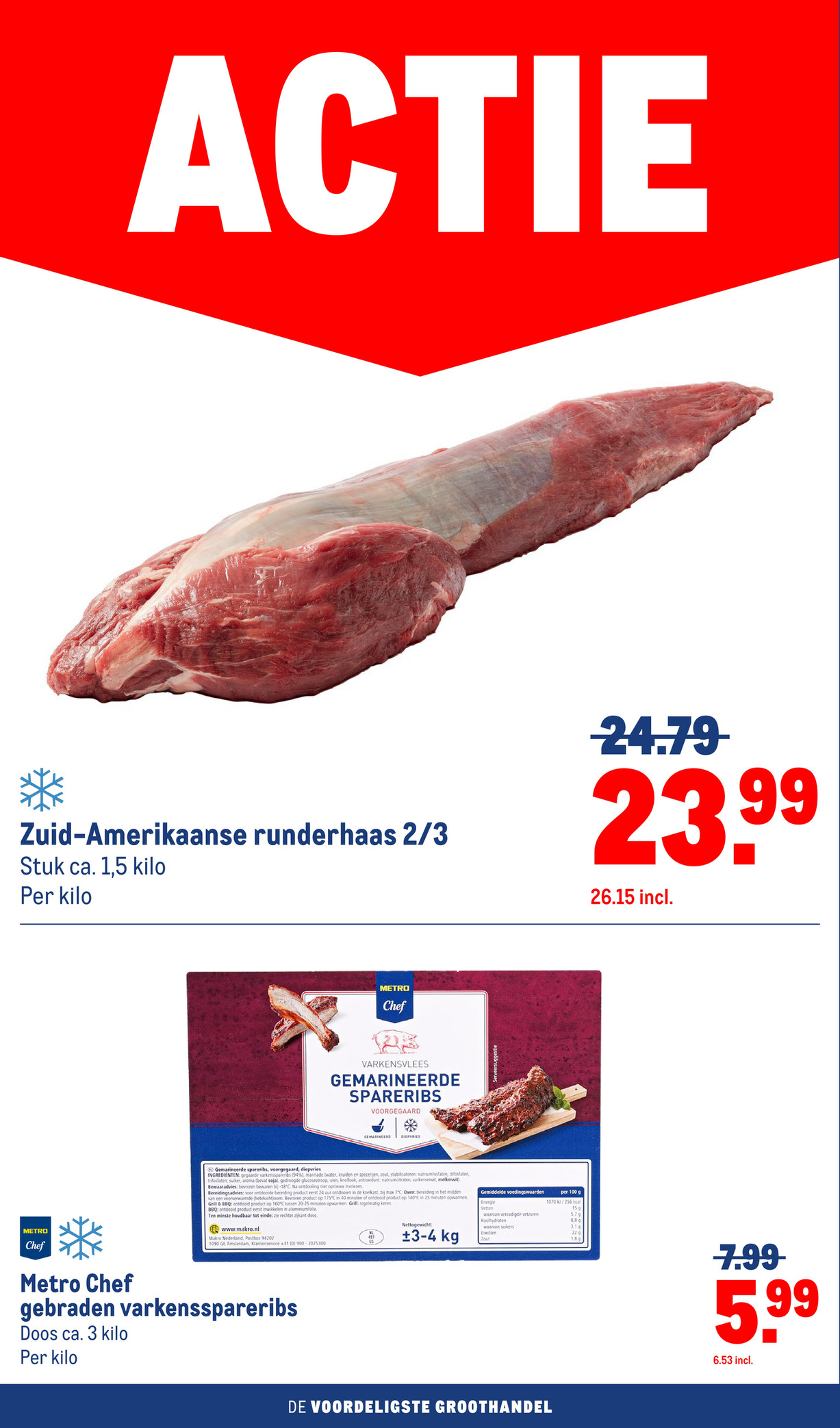 Zuid-Amerikaanse runderhaas 2/3, gemarkeerd op pagina 6 van de Makro folder