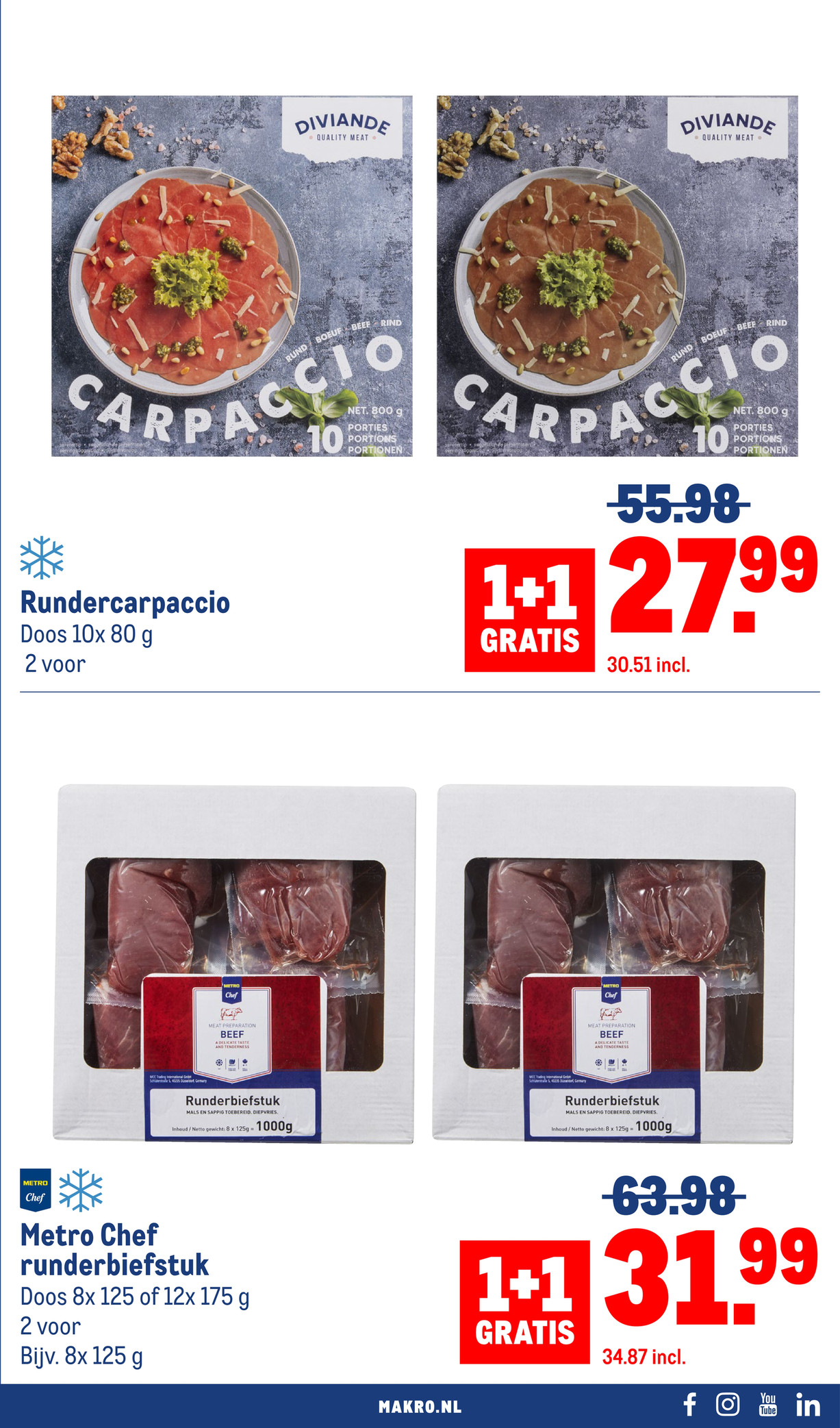 Metro Chef runderbiefstuk, gemarkeerd op pagina 7 van de Makro folder