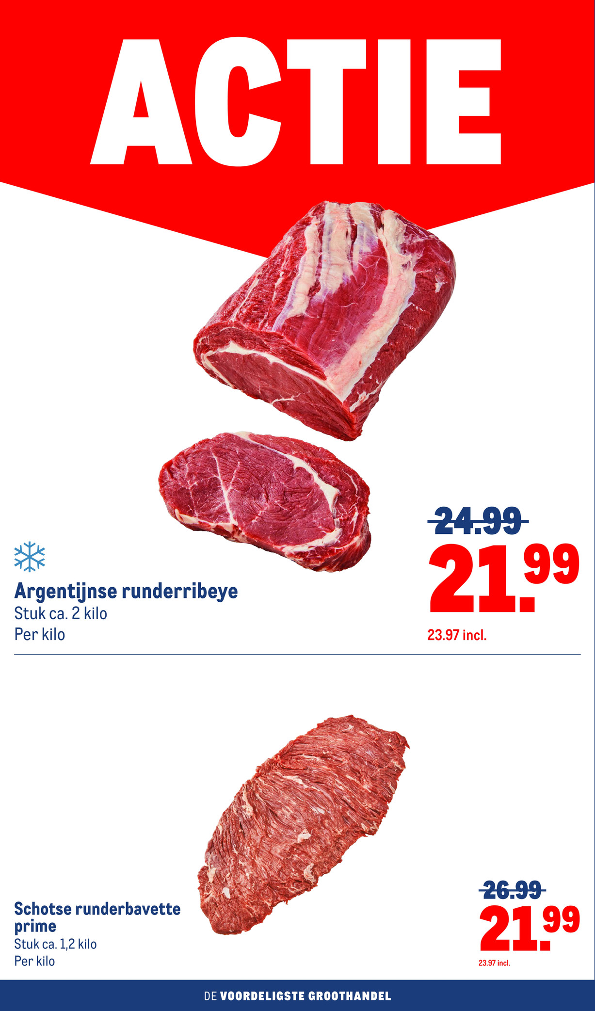 Argentijnse runderribeye, gemarkeerd op pagina 8 van de Makro folder