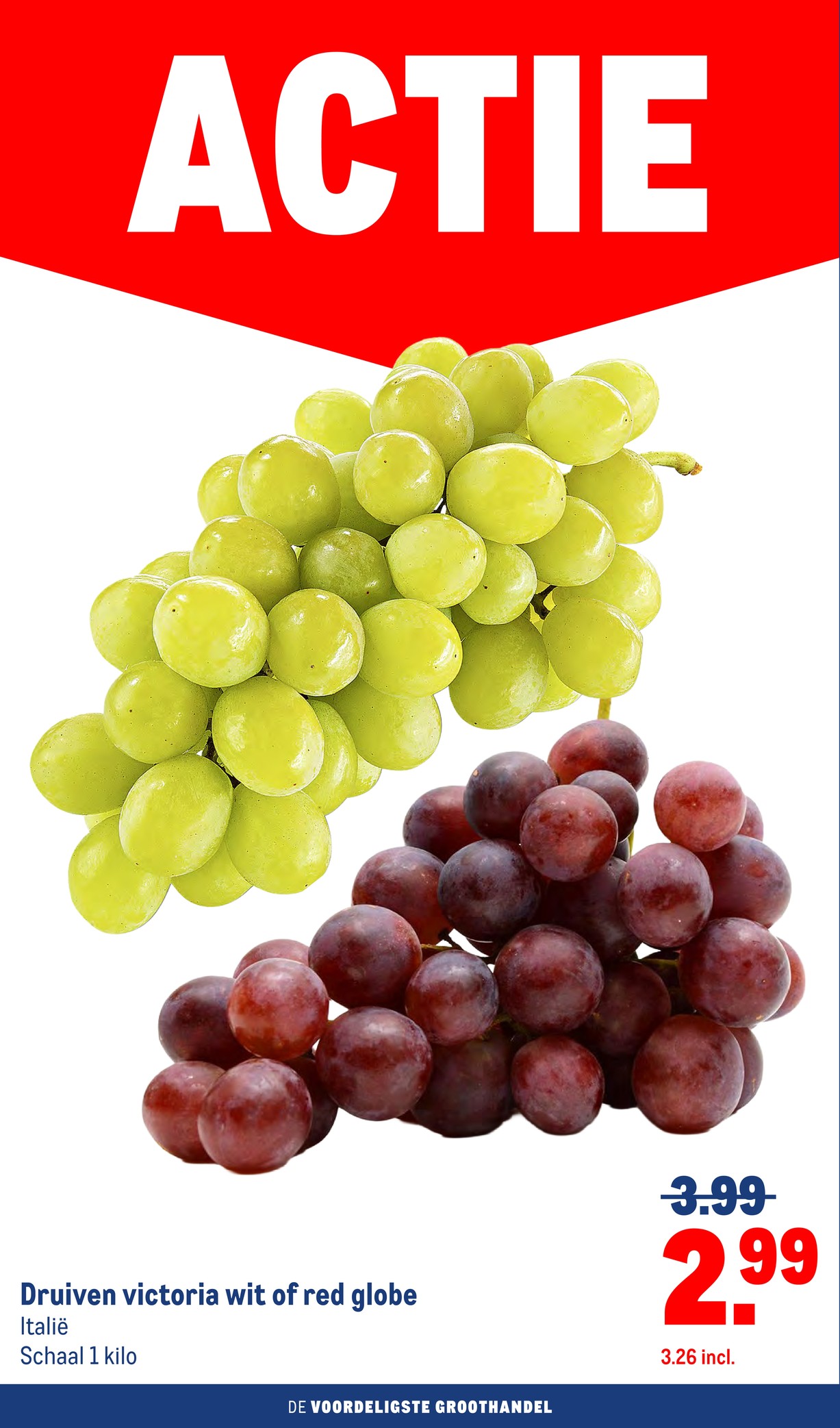 Druiven victoria wit of red globe, gemarkeerd op pagina 6 van de Makro folder