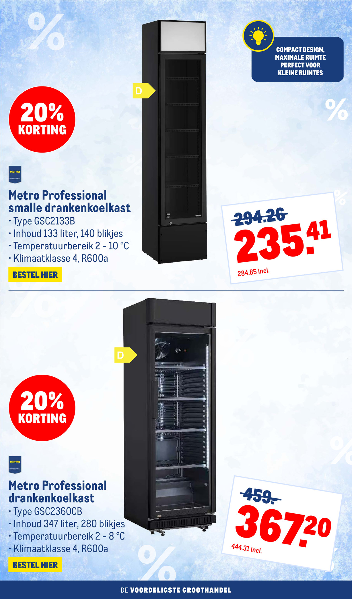 Metro Professional drankenkoelkast Type GSC2360CB, gemarkeerd op pagina 3 van de Makro folder