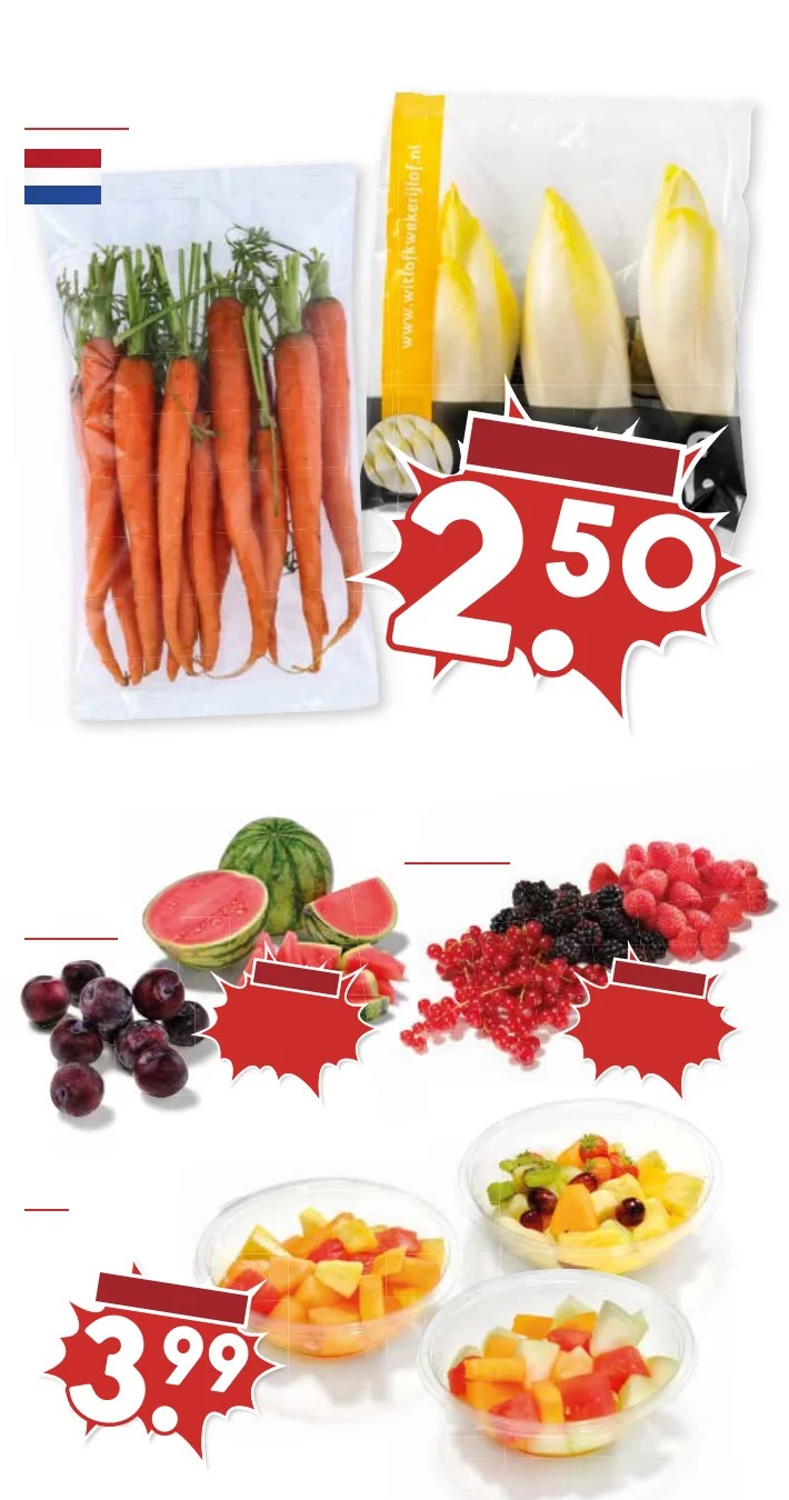Bospeen en witlof, gemarkeerd op pagina 12 van de MCD Supermarkt folder
