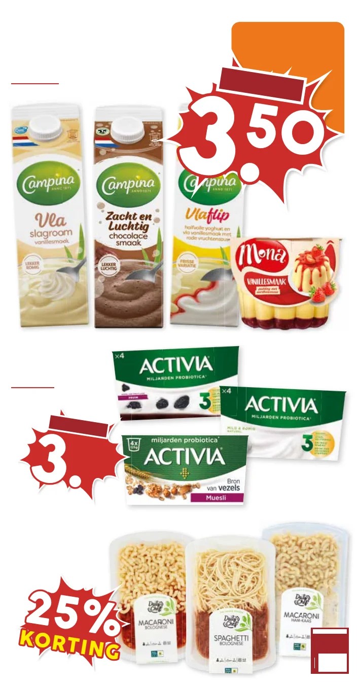 Activia yoghurt, gemarkeerd op pagina 18 van de MCD Supermarkt folder