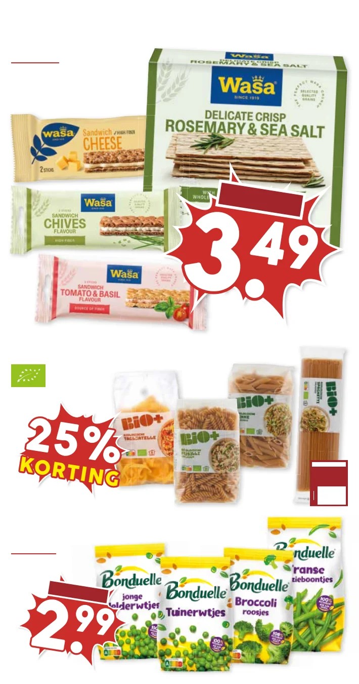 Wasa crackers en sandwiches, gemarkeerd op pagina 19 van de MCD Supermarkt folder