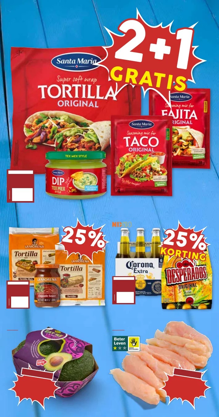Corona en Desperados bier, gemarkeerd op pagina 3 van de MCD Supermarkt folder