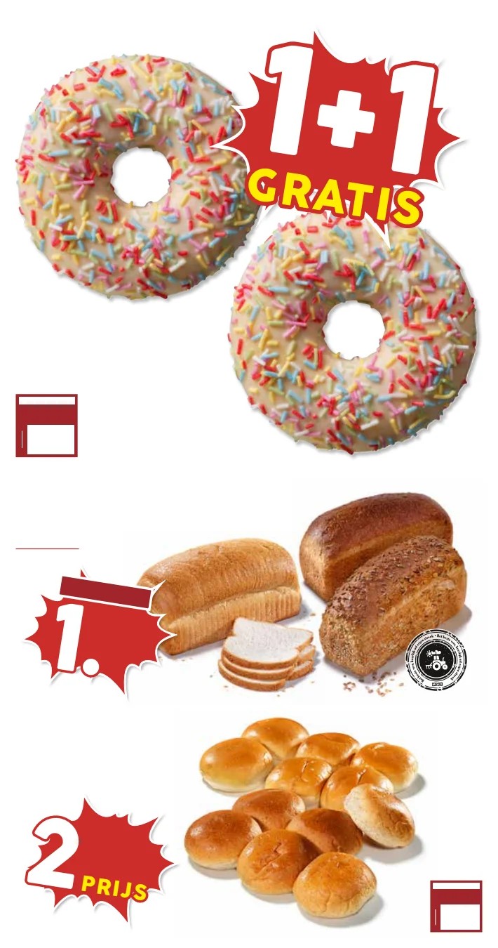 Donuts, gemarkeerd op pagina 8 van de MCD Supermarkt folder