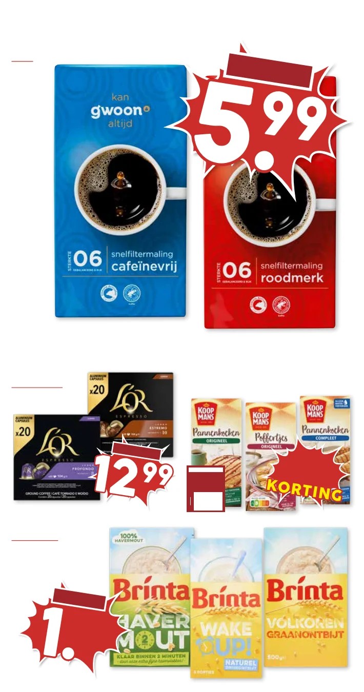 Volkoren graanontbijt en havermout, gemarkeerd op pagina 16 van de MCD Supermarkt folder