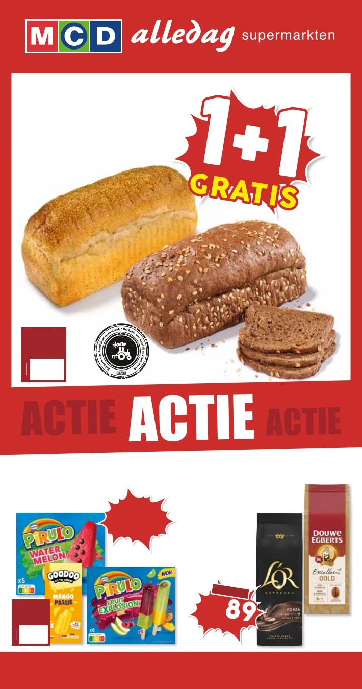 L'OR of Douwe Egberts koffie, gemarkeerd op pagina 1 van de MCD Supermarkt folder