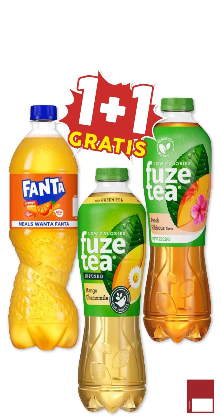 Fanta & Fuze Tea, gemarkeerd op pagina 3 van de MCD Supermarkt folder