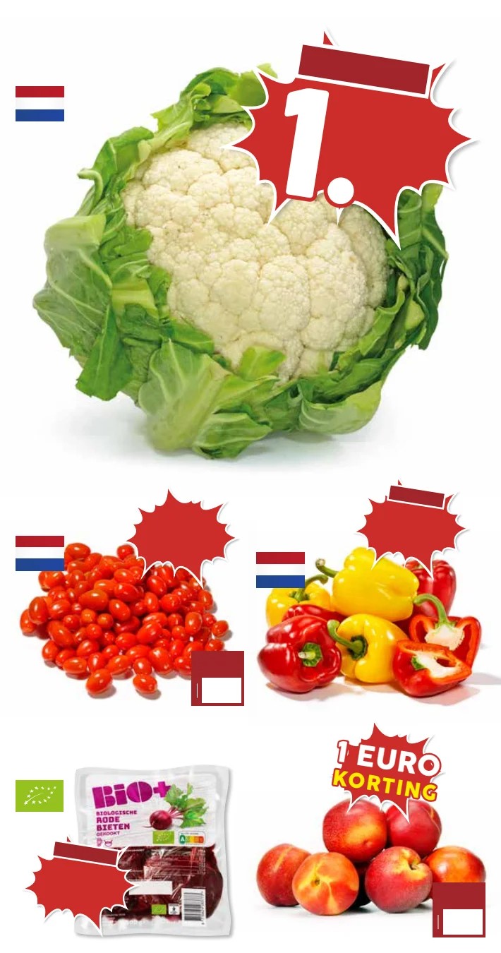 perziken/nectarines, gemarkeerd op pagina 4 van de MCD Supermarkt folder