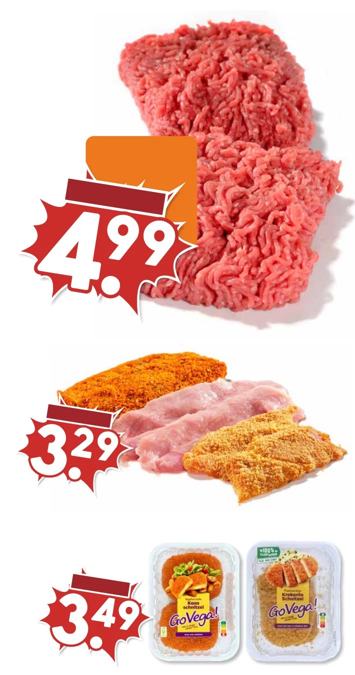Vegetarische schnitzels, gemarkeerd op pagina 6 van de MCD Supermarkt folder