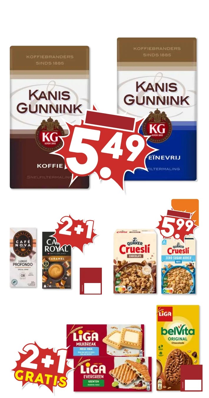 Liga Milkbreak en Evergreen, gemarkeerd op pagina 16 van de MCD Supermarkt folder